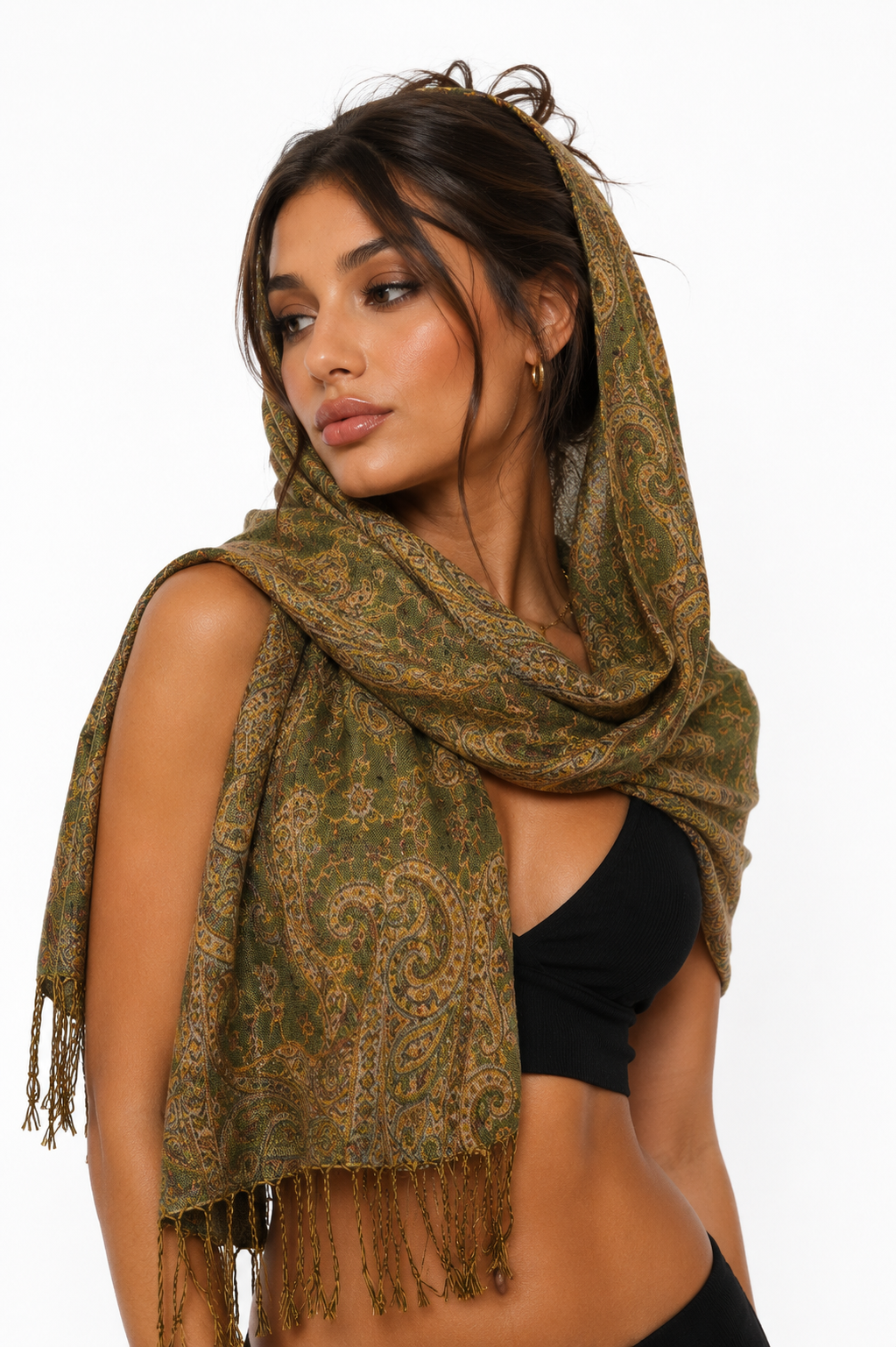Evergreen Paisley Pashmina