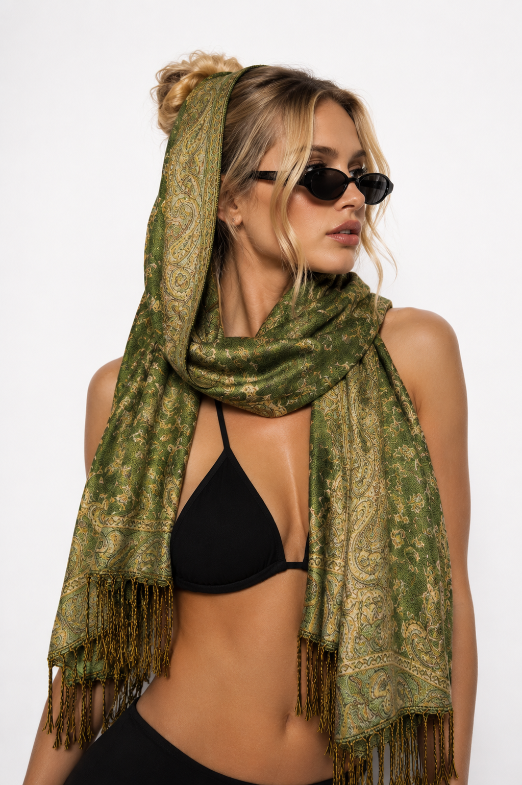 Sage Paisley Pashmina