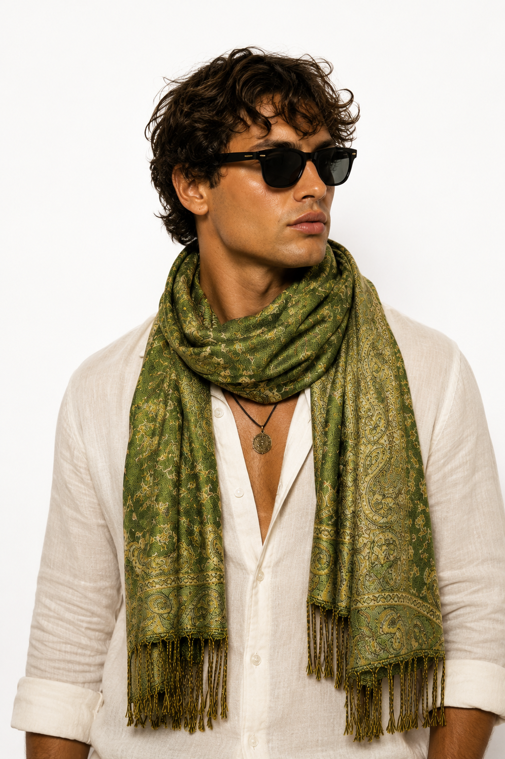 Sage Paisley Pashmina
