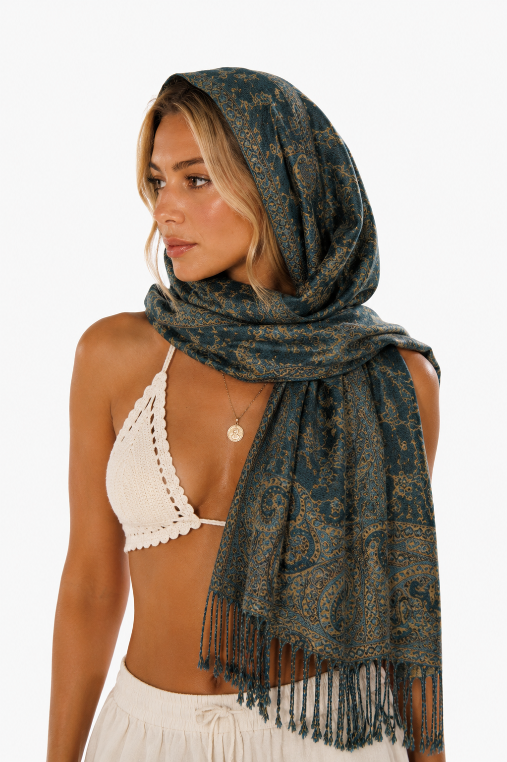 Lagoon Paisley Pashmina