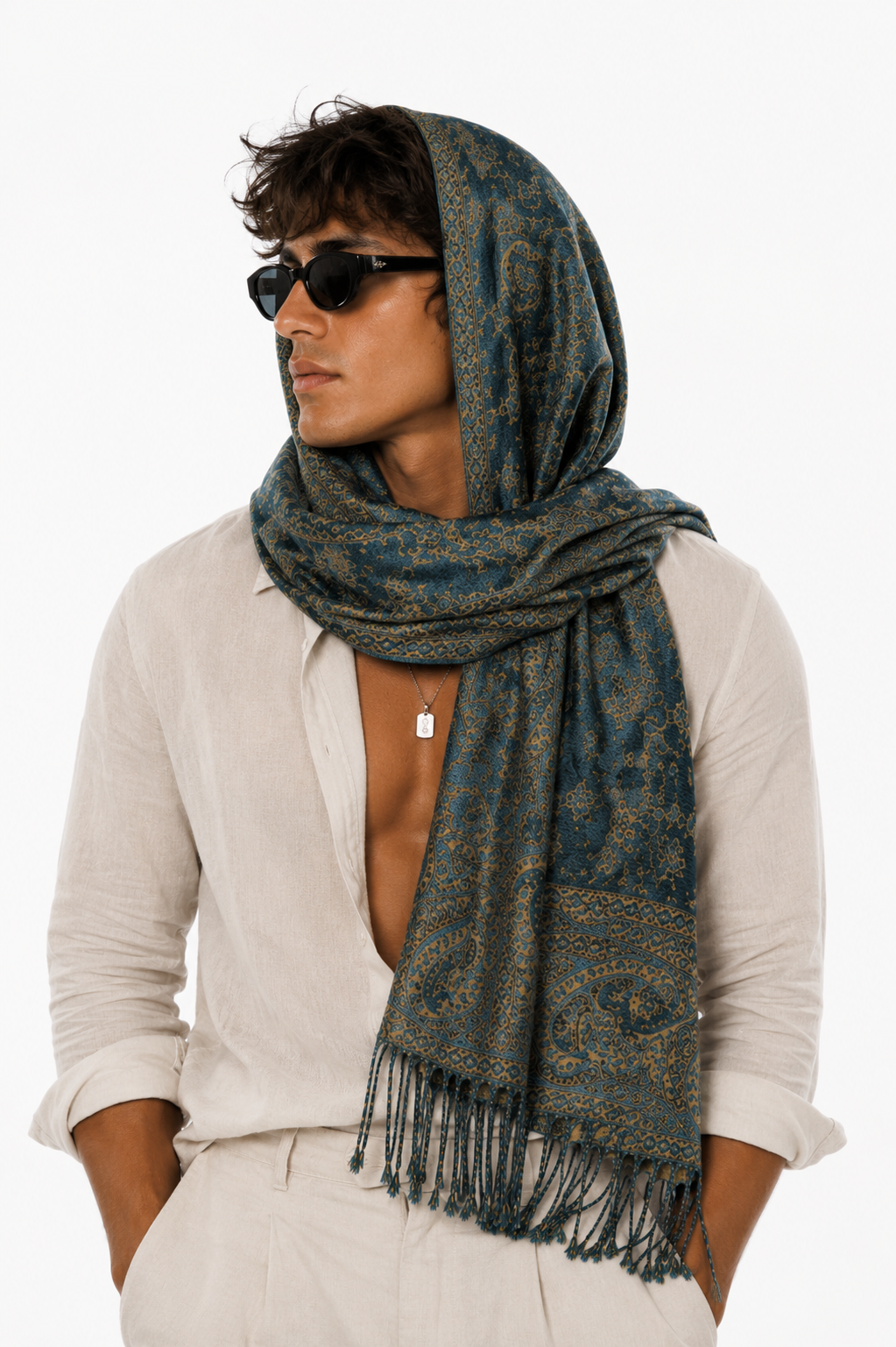 Lagoon Paisley Pashmina